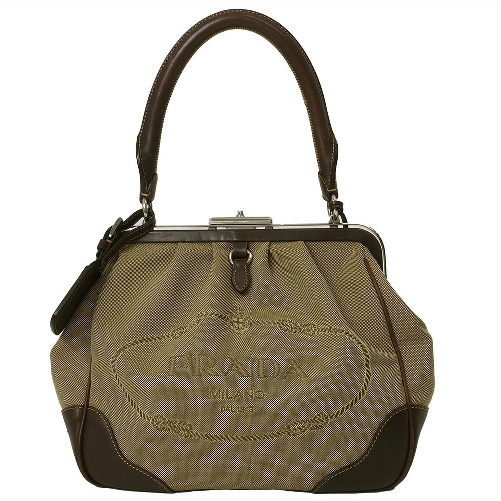 Prada Logo Jacquard Handbag Khaki